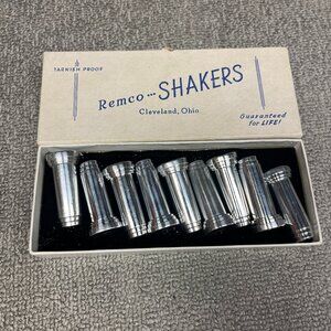Vintage Lot 9 Remco Tarnish Proof Salt & Pepper Shakers in Box Cleveland USA